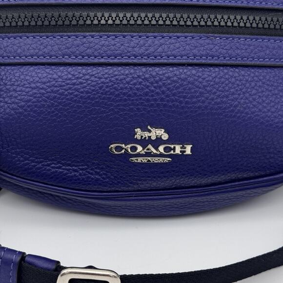 Coach Vale Belt Bag Womens Pebbled Leather Crossbody Fanny Pack Adjustable Grape - Picture 5 of 16